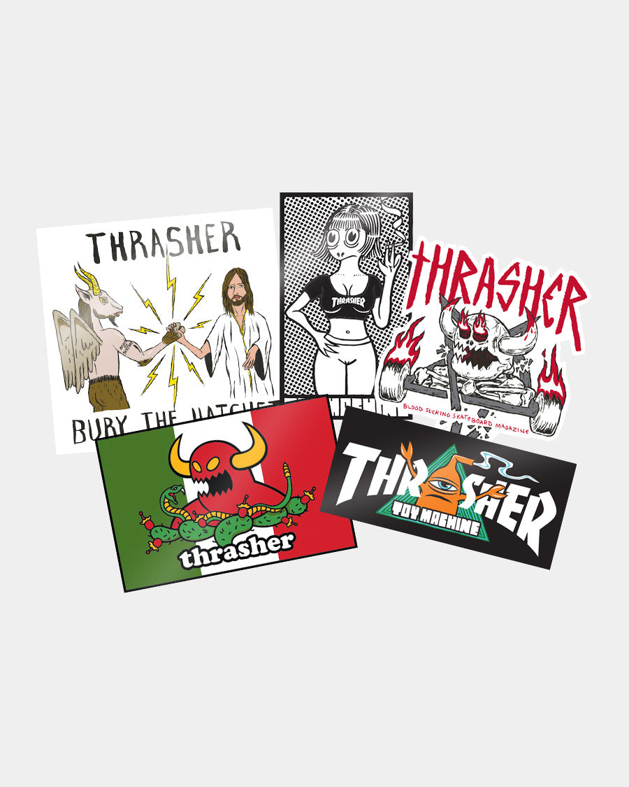 THRASHER X TOY MACHINE 5X STICKER PACK - The Dark Slide