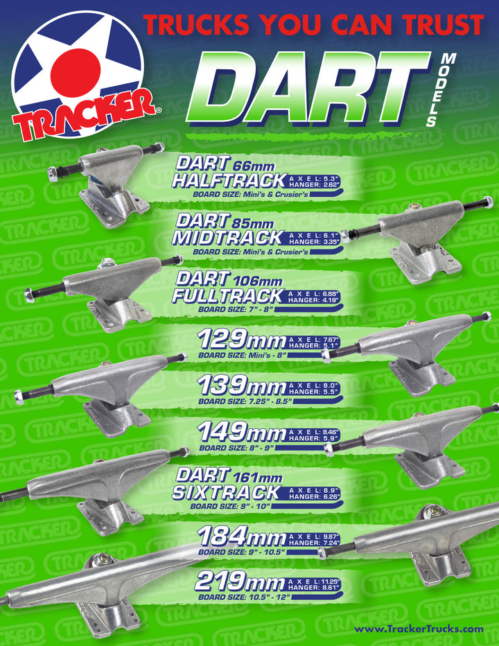 Tracker DART SIXTRAC Raw 161mm Skateboard Trucks