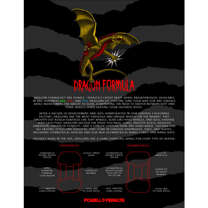POWELL PERALTA DRAGON FORMULA NANO RATS 54mm 97a SKATEBOARD WHEELS