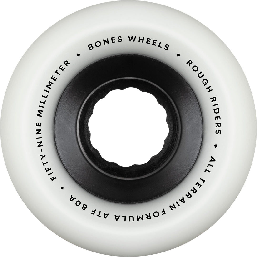 BONES ATF Rough Riders 59mm 80a White All Terrain Skateboard Wheels