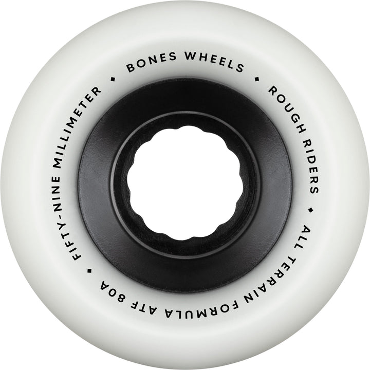 BONES ATF Rough Riders 59mm 80a White All Terrain Skateboard Wheels