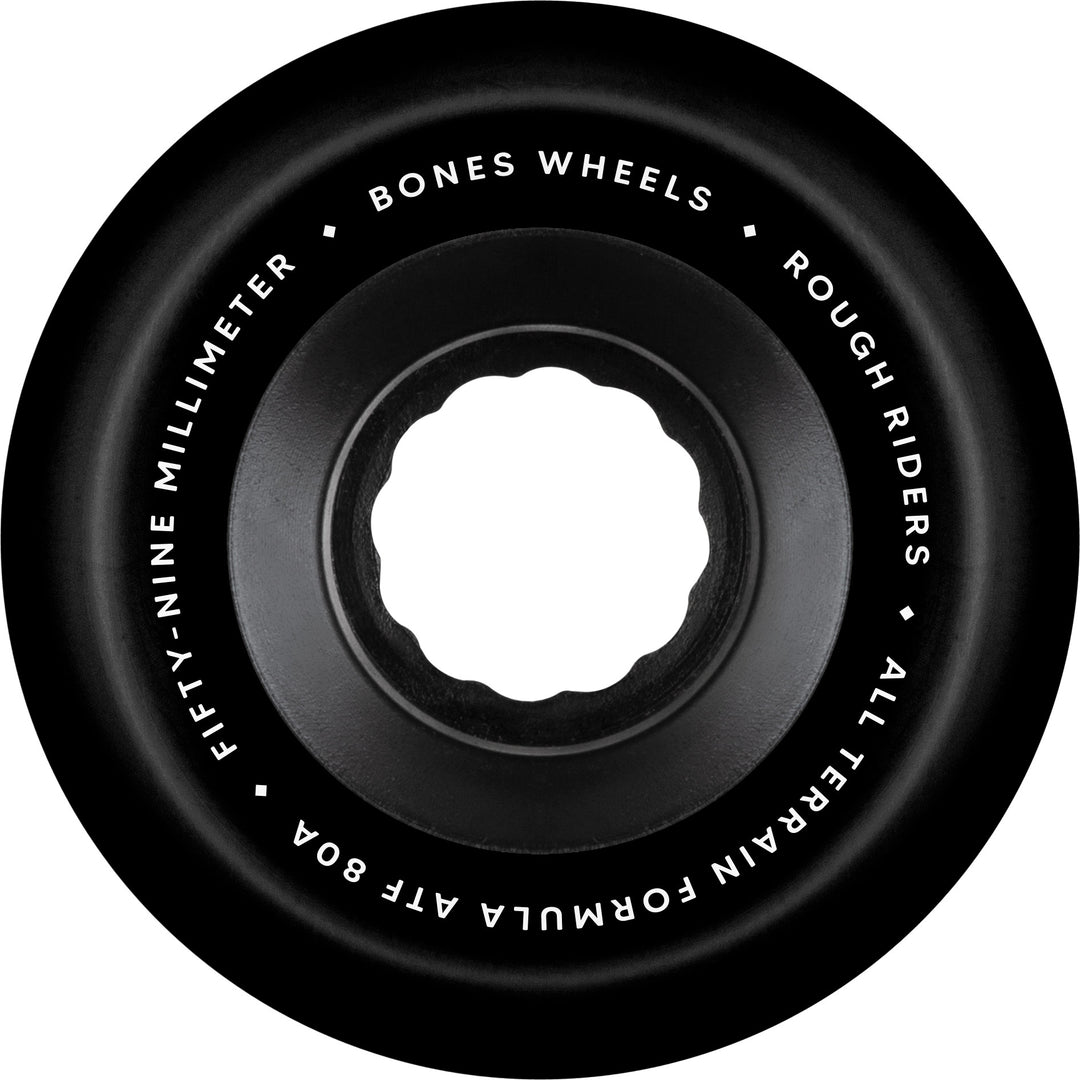 BONES ATF Rough Riders 59mm 80a Black All Terrain Skateboard Wheels