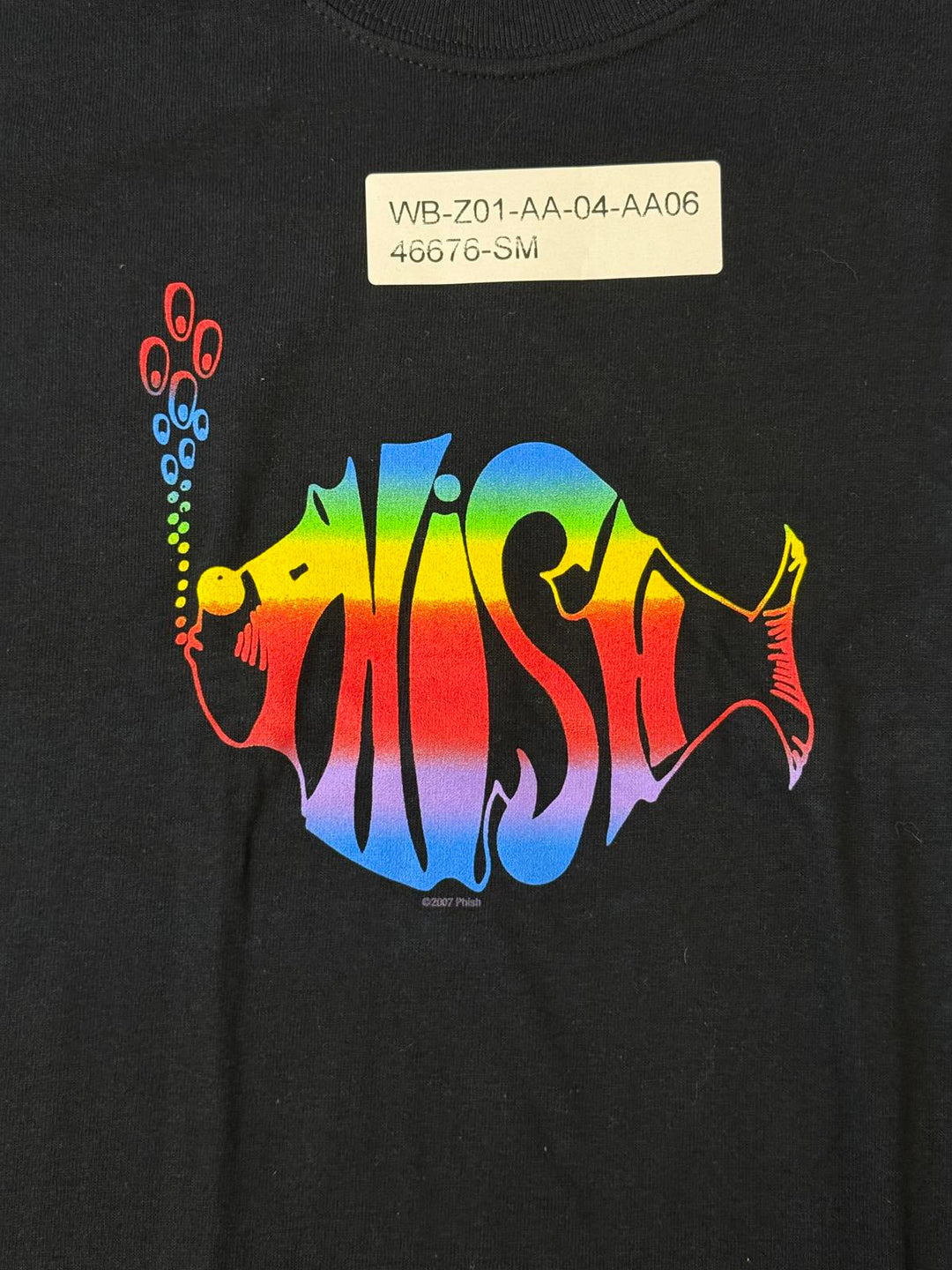Phish T-shirt - Classic Phish Fish Logo Rainbow Print 2007 S