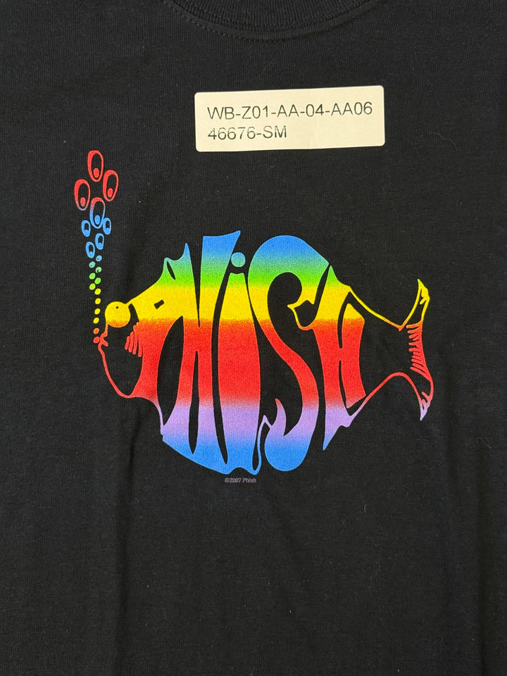 Phish T-shirt - Classic Phish Fish Logo Rainbow Print 2007 S