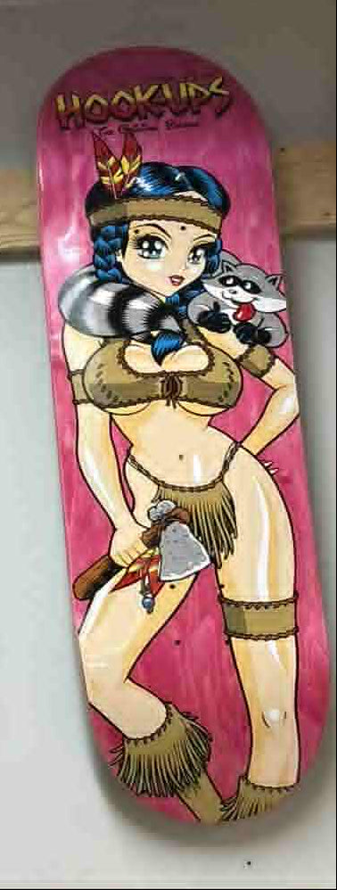 Hook Ups Pocahook-ups 8.5" Pink Stain Skateboard Deck