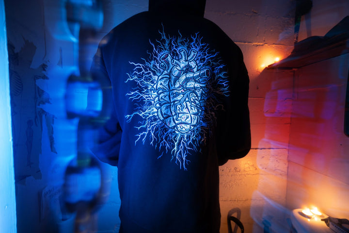 Creature Hellraiser hoodie back print, worn