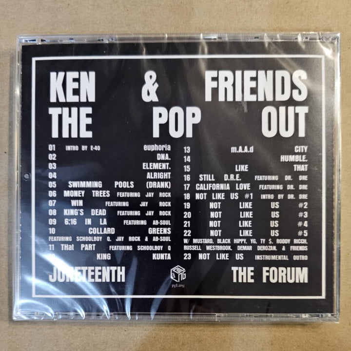 CD cover with text 'Ken & Friends The Pop Out Juneteenth The Forum' on a beige background