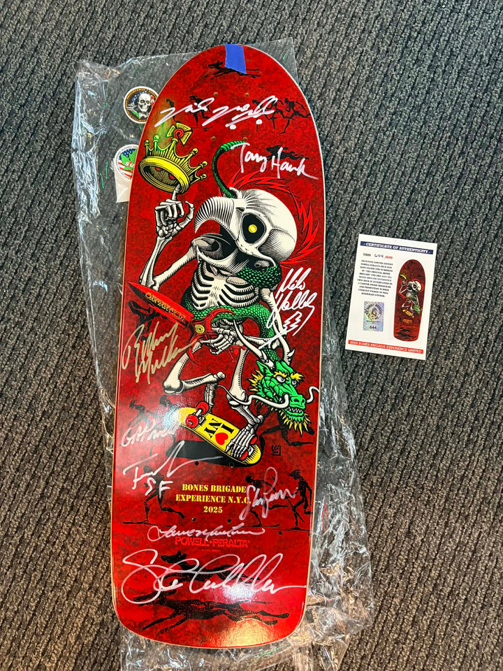Powell Peralta Bones Brigade Experience 2025 Signed Skateboard Deck Hawk Cab Mullen Mountain Guerrero McGill Vallely