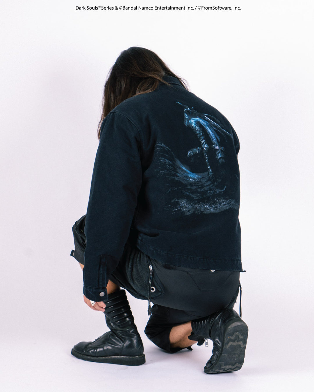 Welcome X Dark Souls Artorias Canvas Jacket on model, back