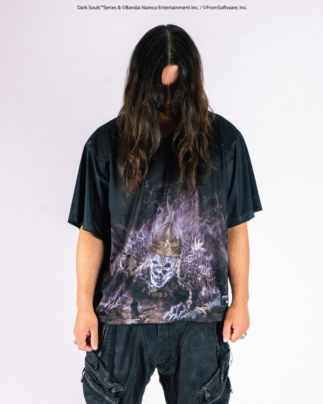 Welcome X Dark Souls Wolnir Mesh Football Jersey on model