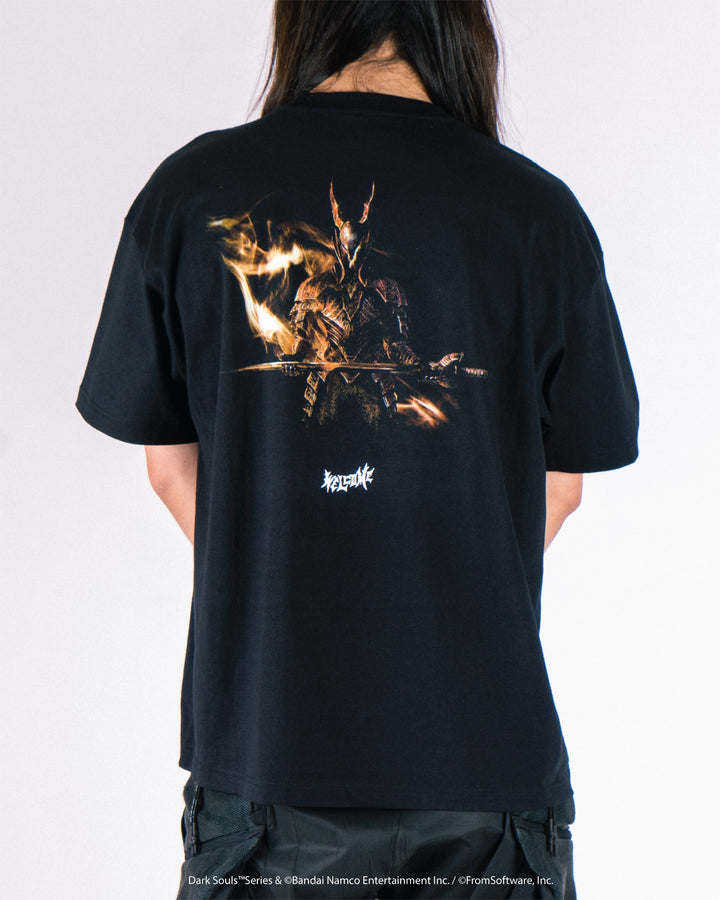 Welcome X Dark Souls Black Knight T-Shirt on model, back