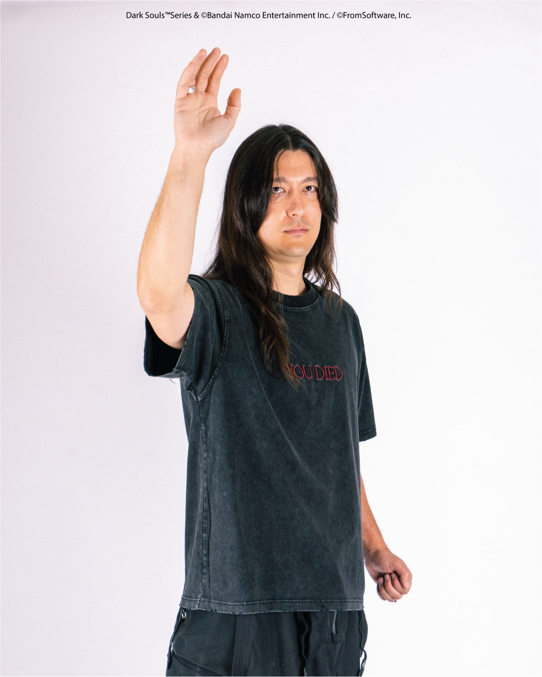 Welcome X Dark Souls You Died Distressed T-Shirt on model
