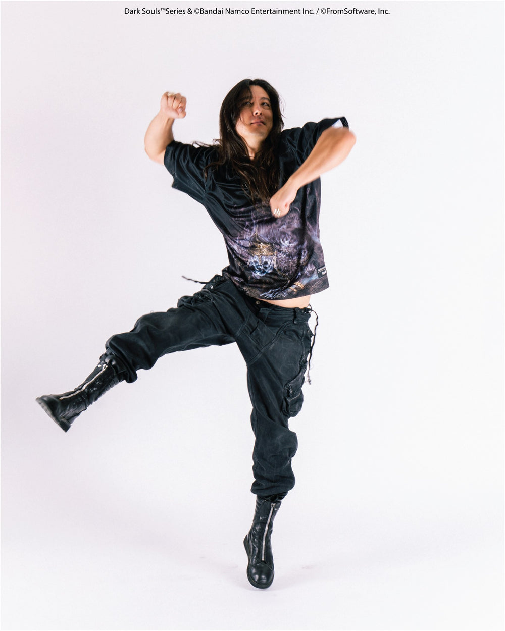 Welcome X Dark Souls Wolnir Mesh Football Jersey on model