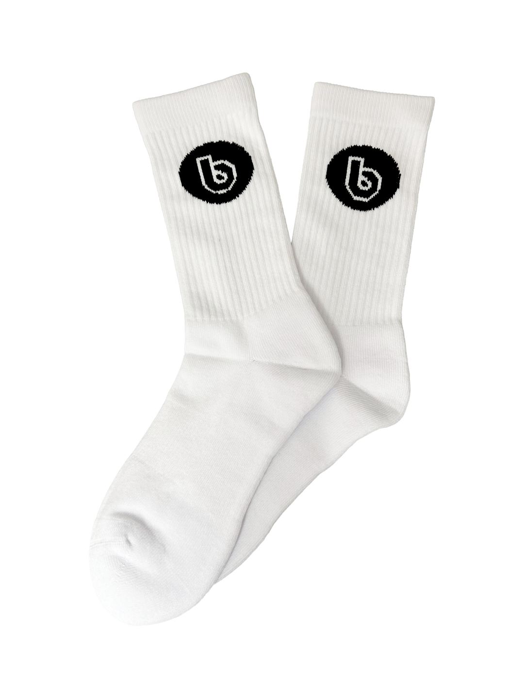 Birdhouse B Logo white crew socks with black logos