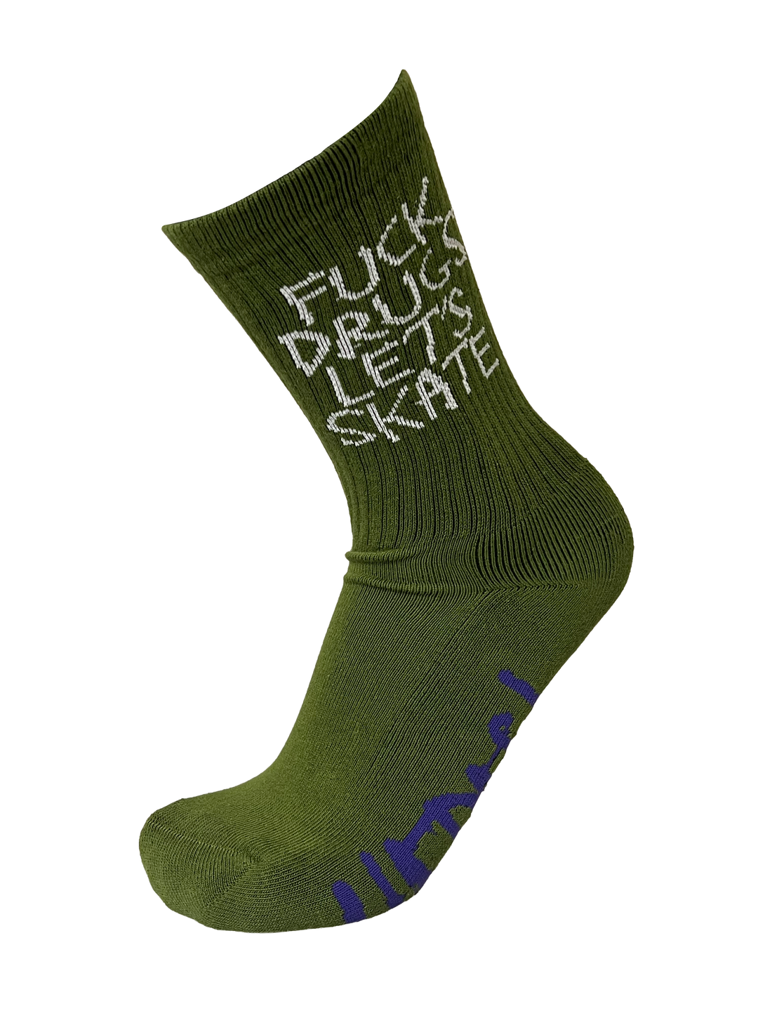 Heroin "F*ck Drugs" Olive Socks