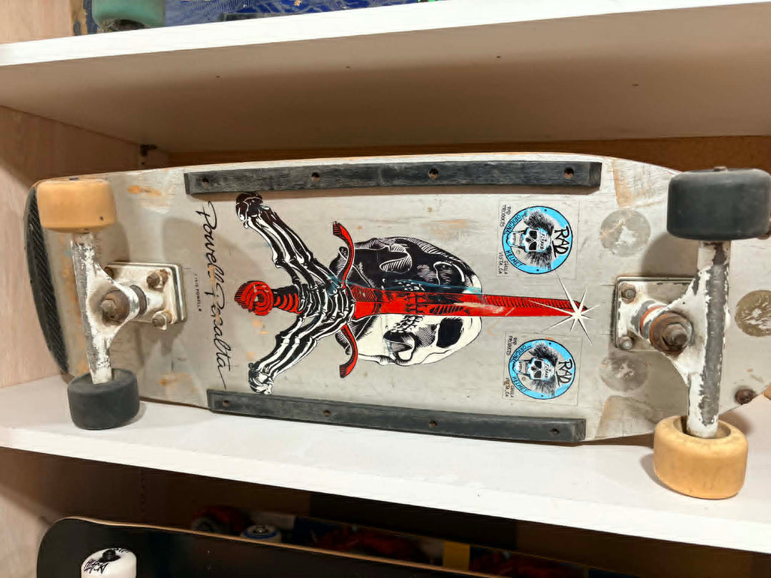 Powell Peralta Ray Rodriguez Skull & Sword Silver Original 80s USED Complete Skateboard