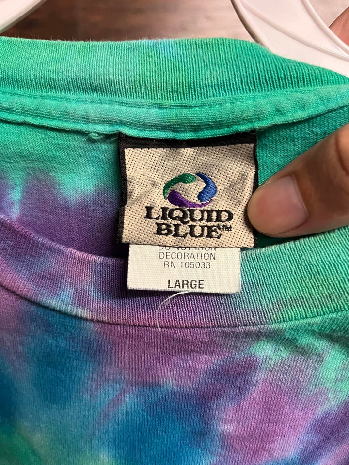 Beatles Rubber Soul Album Liquid Blue Grey Tag Tie Dye -L