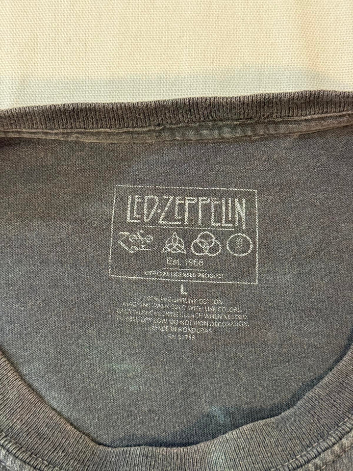 Y2K Faded Led Zeppelin Tie Dye T-shirt Zoso Blimp Album -L