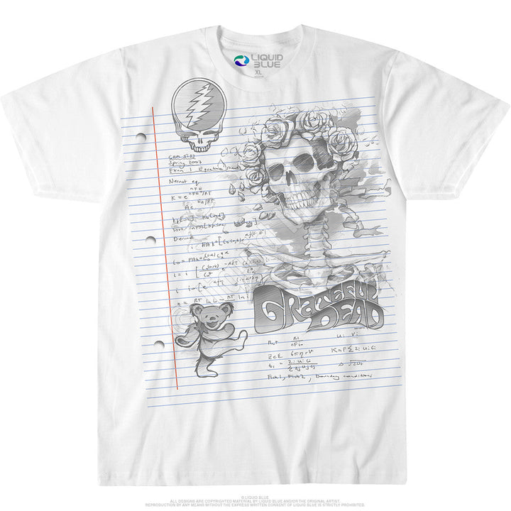 Grateful Dead Sketch Notepad Mens T-shirt- Liquid Blue