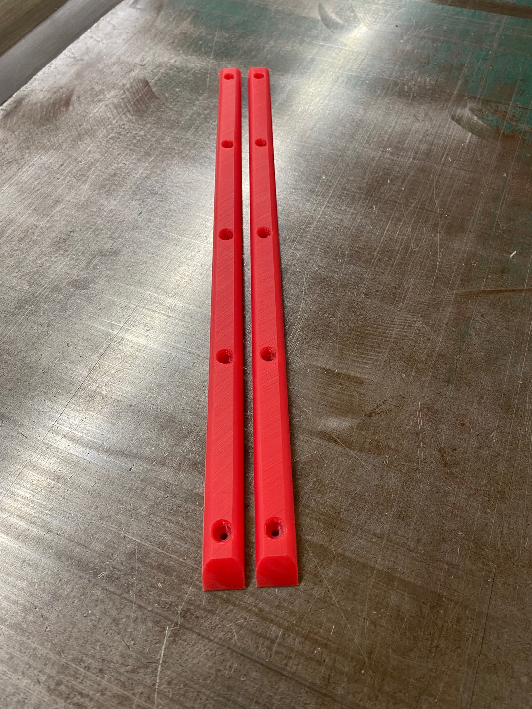 Red Lil Jawns Standard 14-inch rail pair with plain tops and five mounting holes per rail