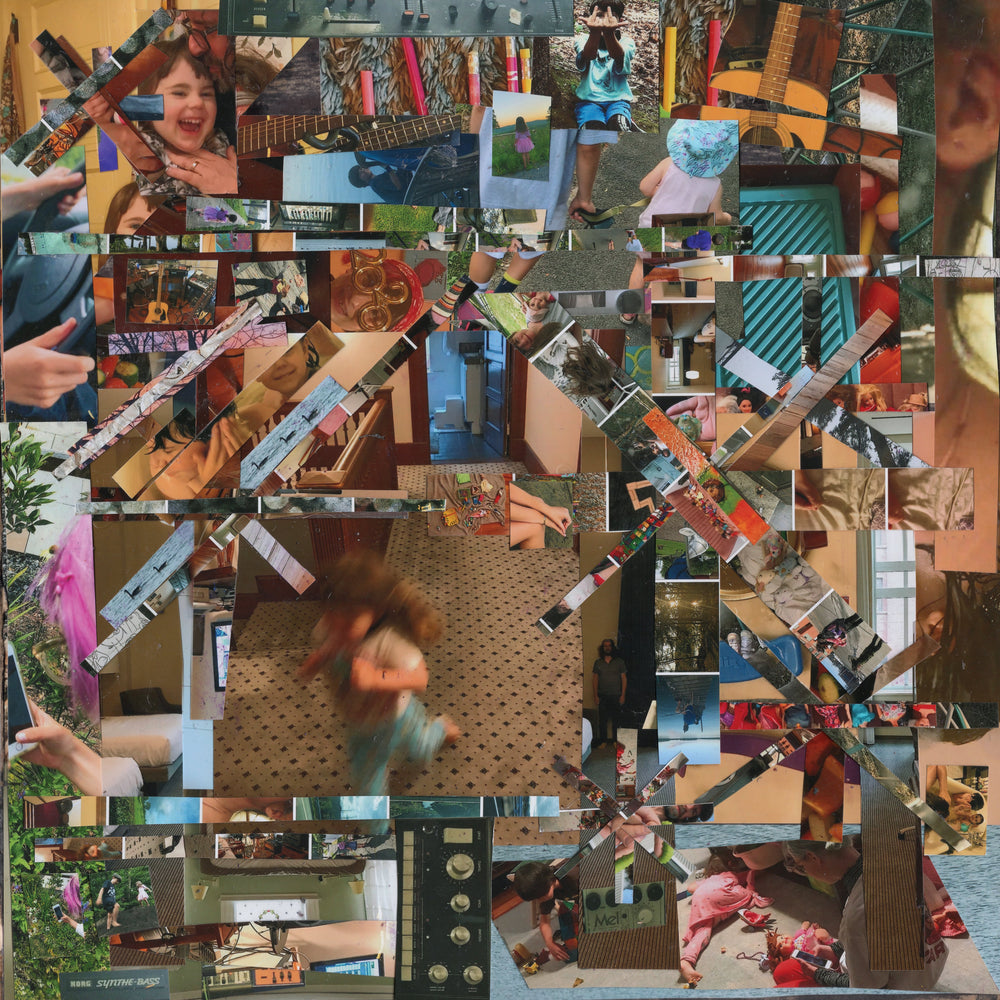 Lou Barlow Reason to Live album artwork featuring a collage of family photographs and musical instruments