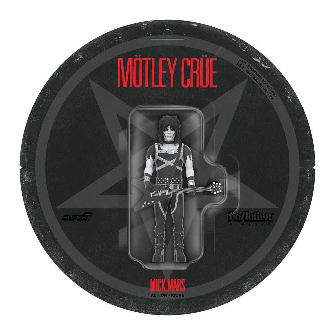 Super7 x Mötley Crüe - Mick Mars, Nikki Sixx, Tommy Lee & Vince Neil (Shout At The Devil B&W) ReAction Figures