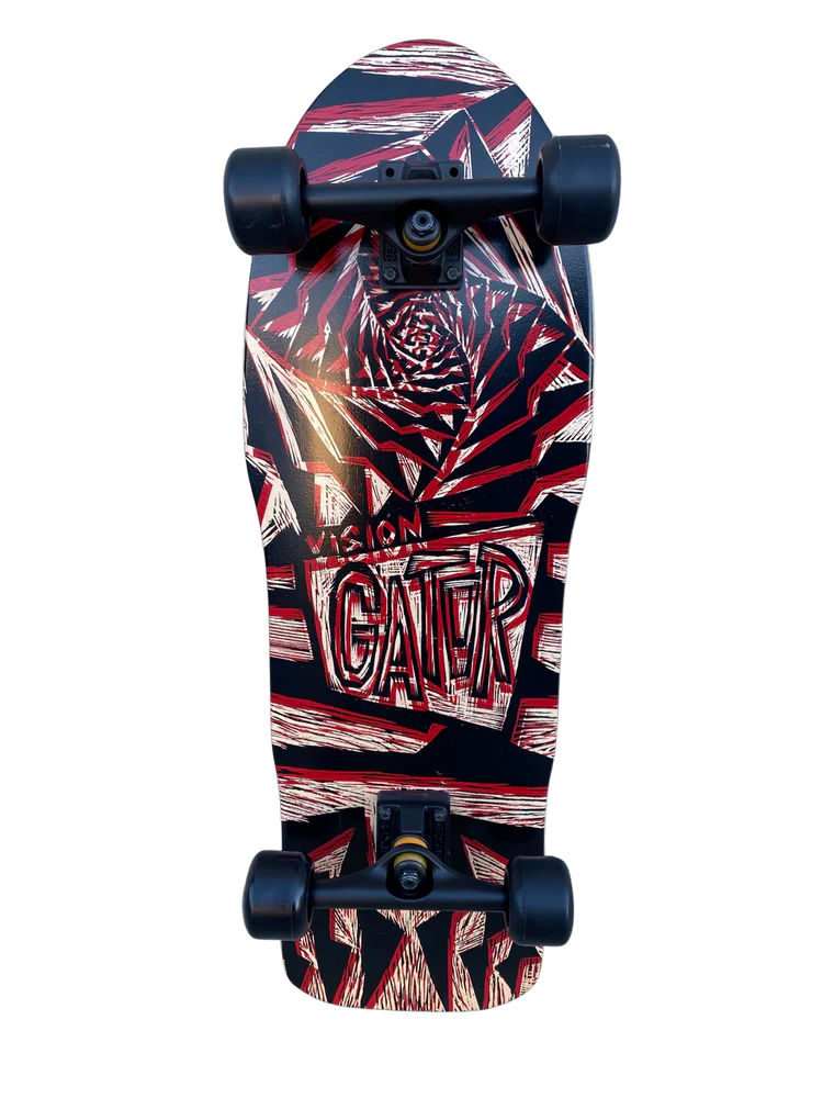 Vision Gator II Woodcut Art Red/Natural 10.25" Complete Skateboard