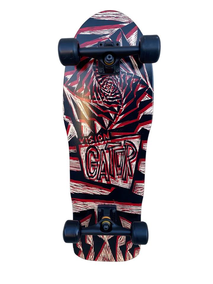Vision Gator II Woodcut Art Red/Natural 10.25" Complete Skateboard