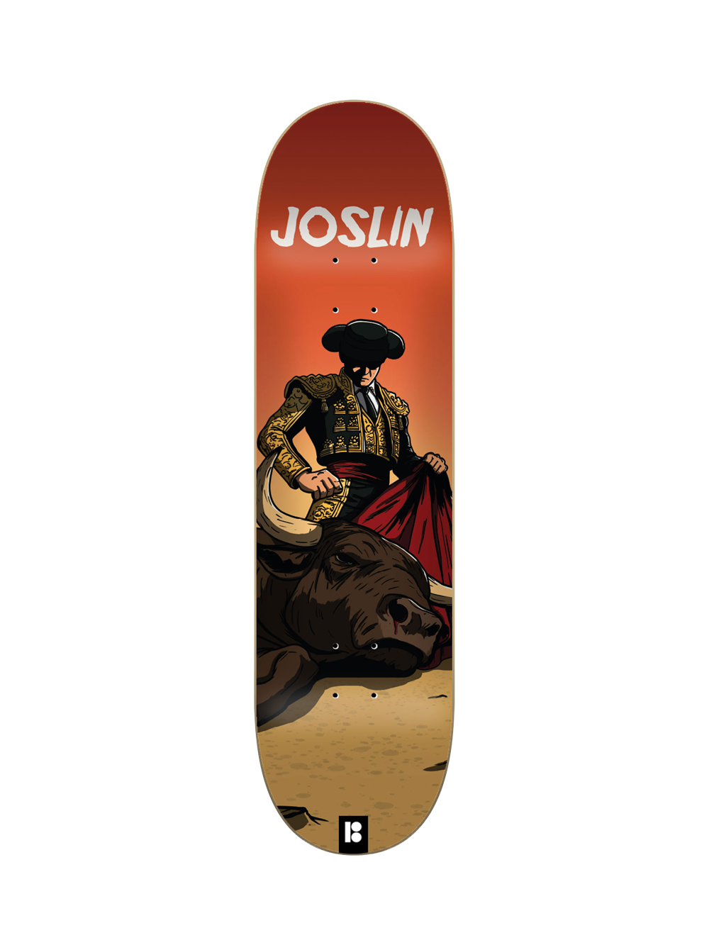 Plan B Chris Joslin El Toro 8.25-inch skateboard deck with matador and bull graphic