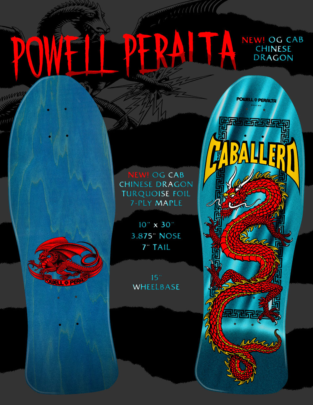 Pre-Order* Powell Peralta Caballero Chinese Dragon Aqua Foil 10