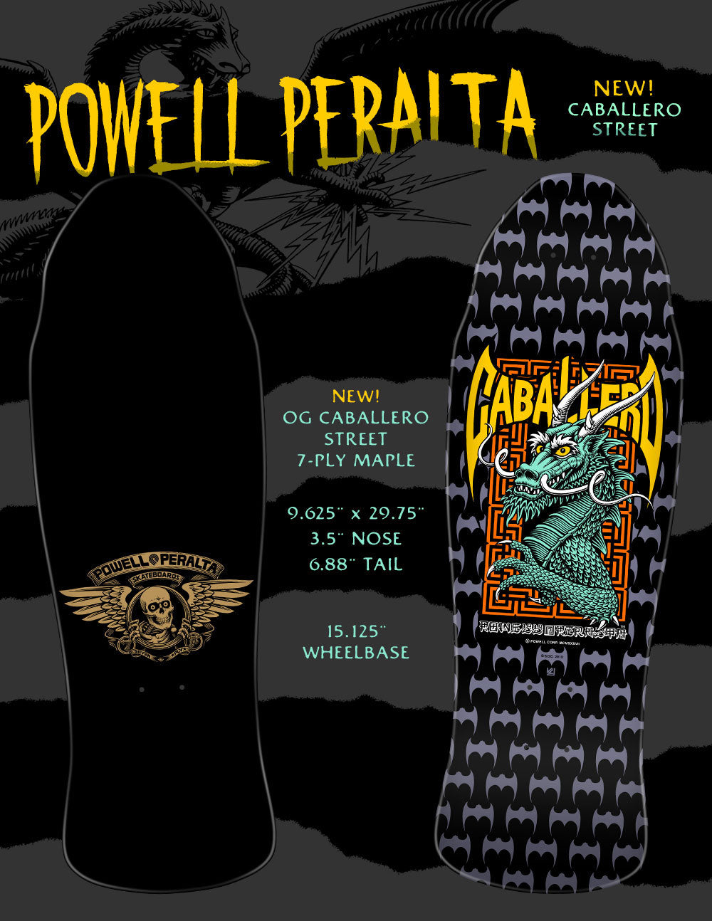 Pre-Order Powell Caballero Street Dragon Black/Grey Deck | The