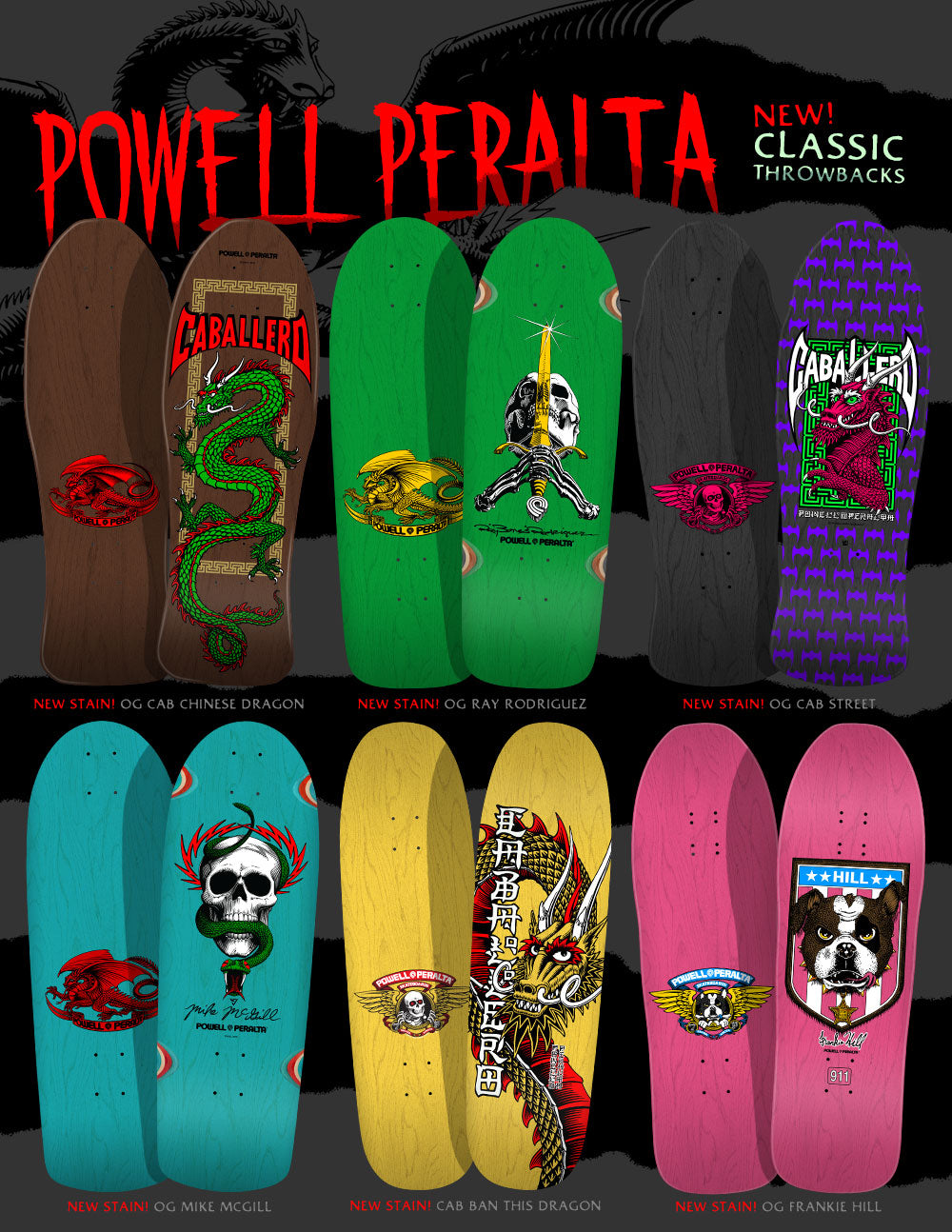Powell Peralta Caballero Chinese Dragon Brown Stain 10" Skateboard Deck