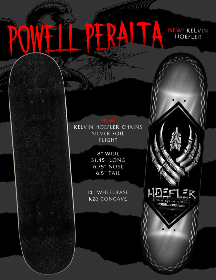 Powell Peralta Kelvin Hoefler Chains Silver Foil 8" Flight Skateboard Deck