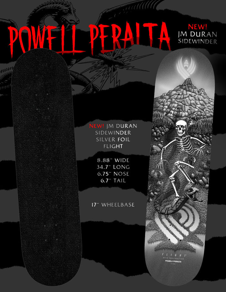Powell Peralta Pro JM Duran Sidewinder Silver Foil 8.8" Flight® Skateboard Deck