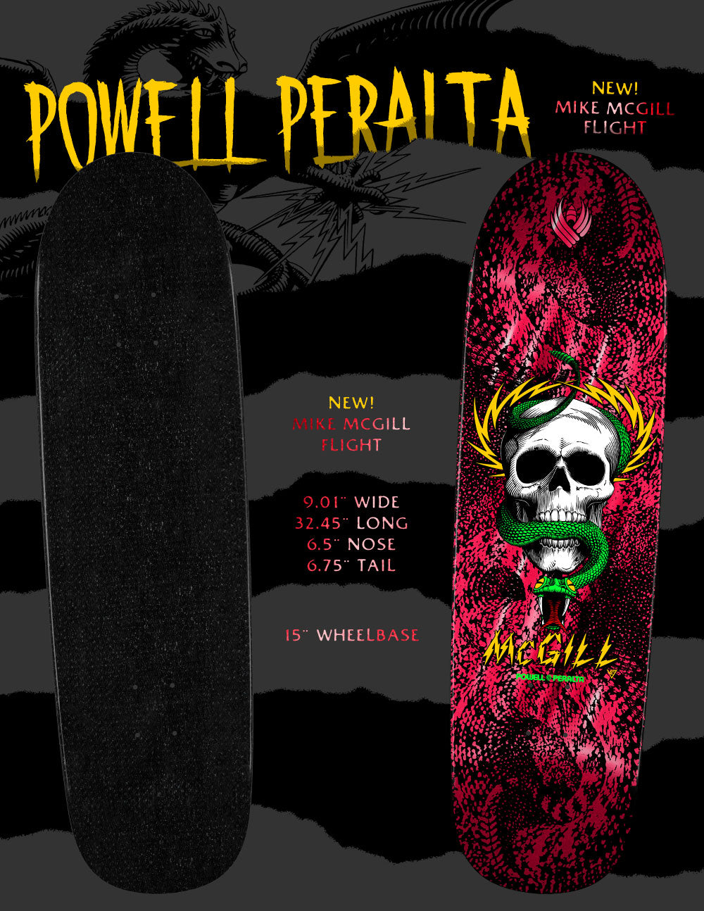 Powell Peralta McGill Skull and Snake Red Foil Flight 9.01" Skateboard Deck