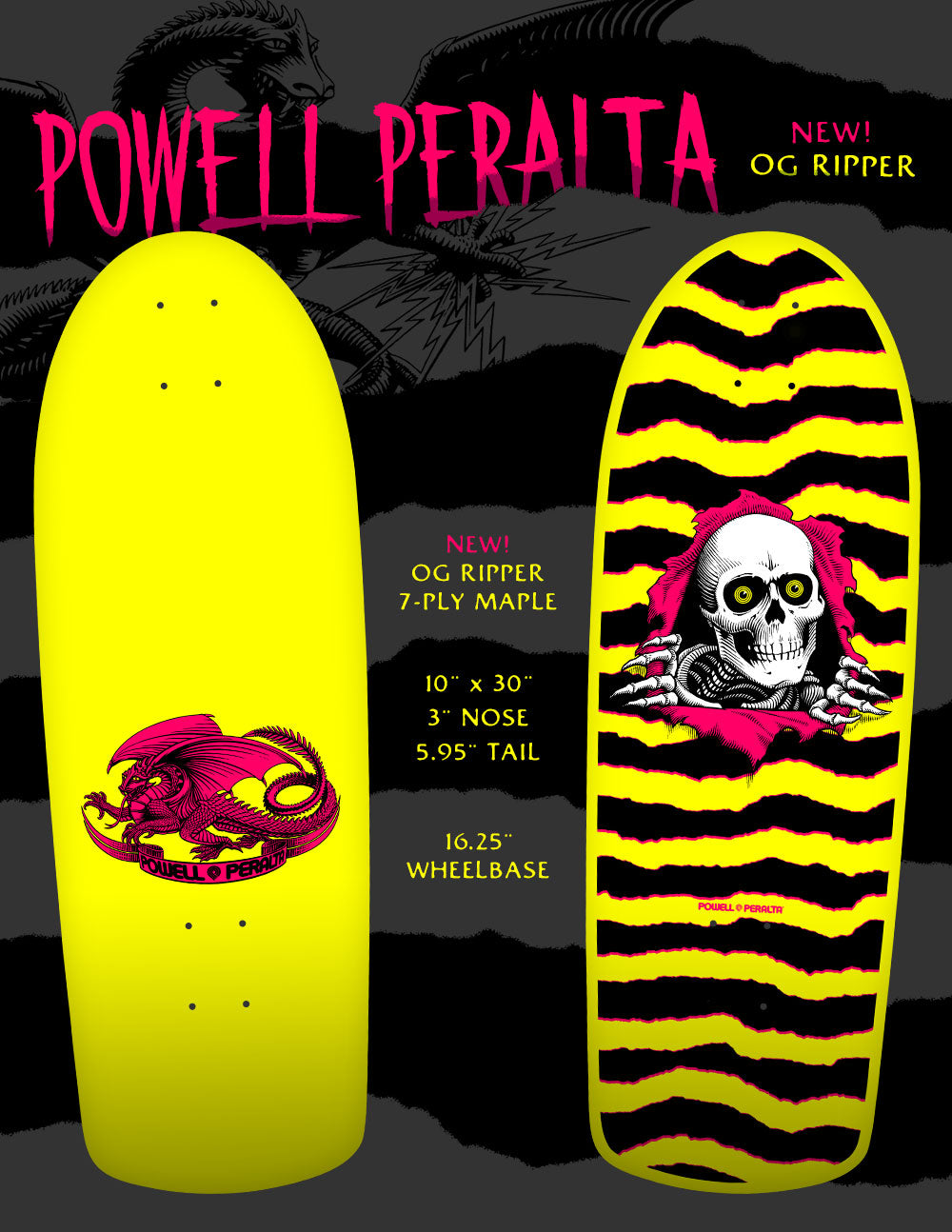 *Pre-Order* Powell Peralta "OG Ripper" Yellow 10" Skateboard Deck