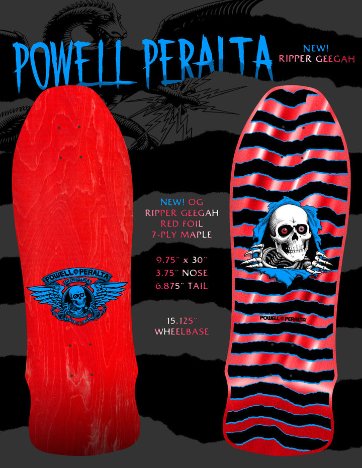 Powell Peralta Ripper GeeGah Red Foil 9.75" Skateboard Deck