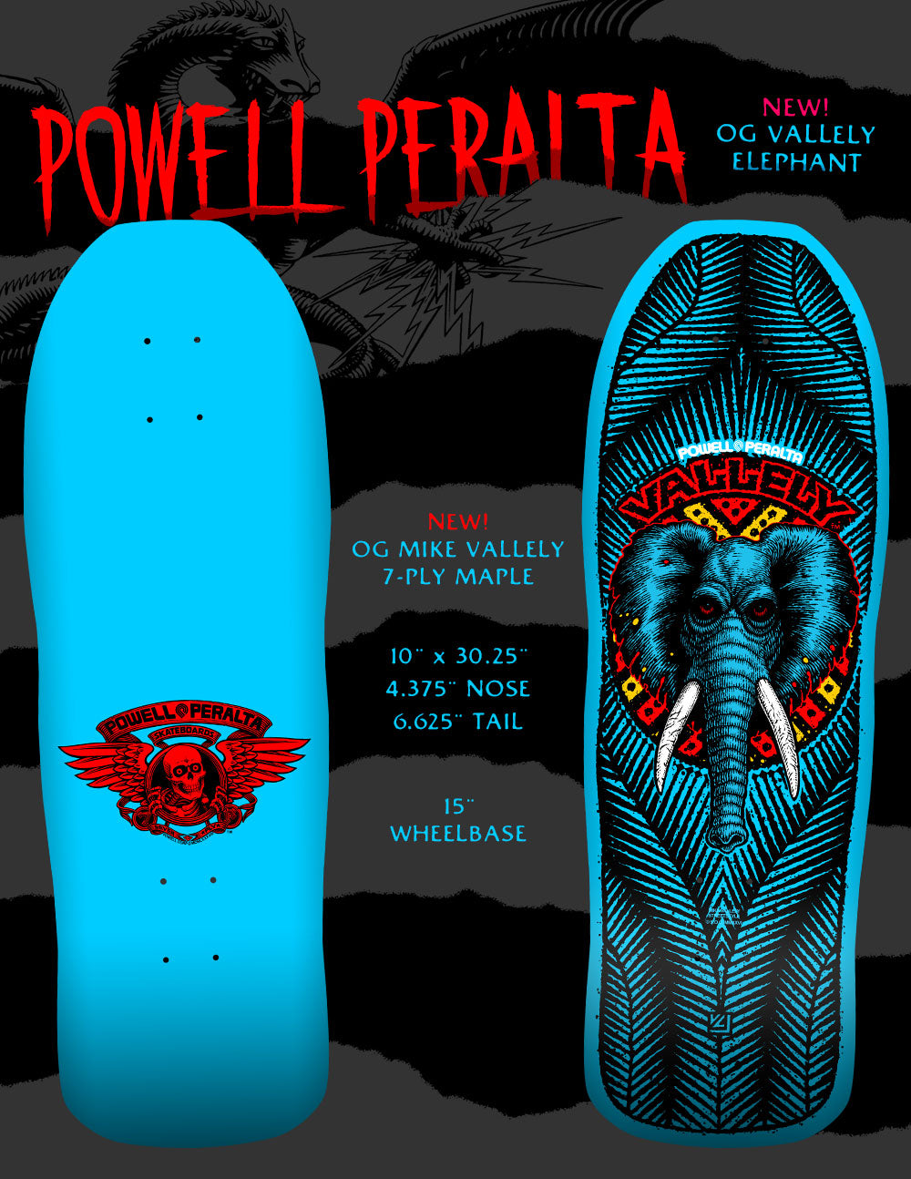 *Pre-Order* Powell Peralta Mike Vallely Elephant Blue [Autographed] Skateboard Deck