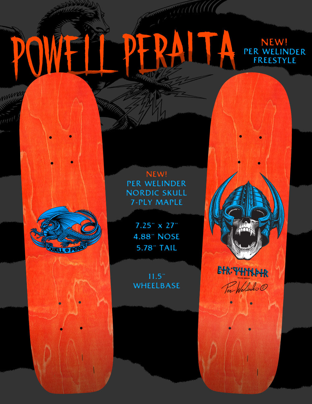 Powell Peralta OG Per Welinder Orange Stain Freestyle 7.25