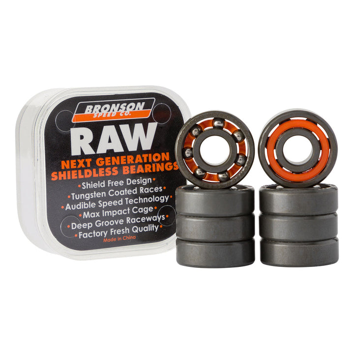 Bronson Speed Co. 6-Ball Raw Skateboard Bearings (Set Of 8)