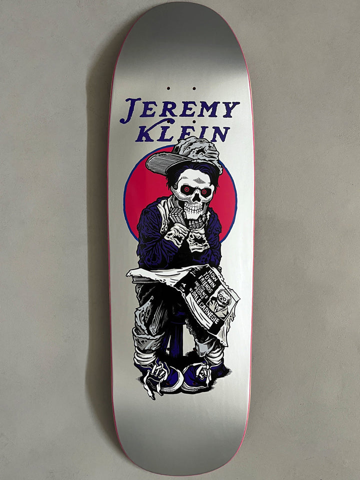 Jk Industries Jeremy Klein "black eye kid skull" Metallic Silver 9.5" Skateboard Deck