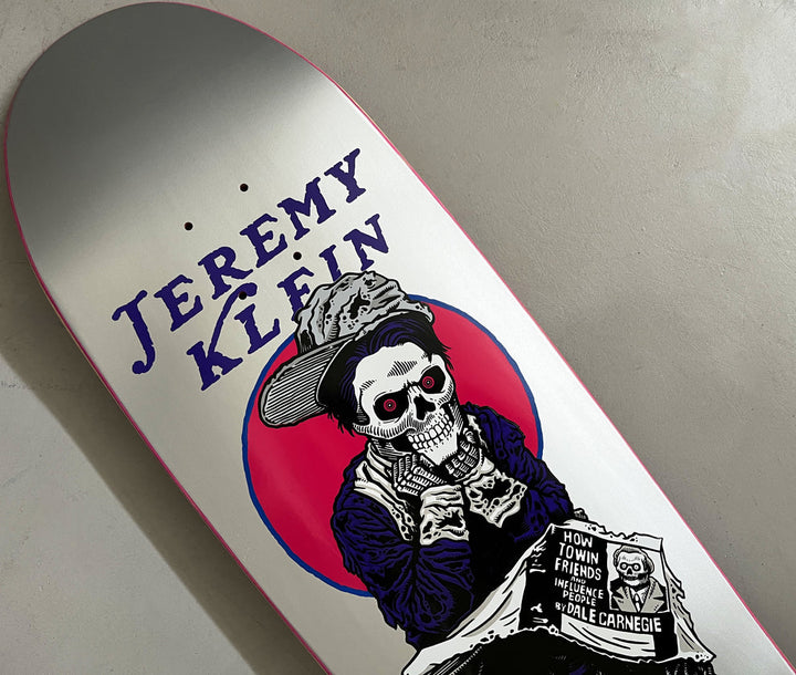 Jk Industries Jeremy Klein "black eye kid skull" Metallic Silver 9.5" Skateboard Deck