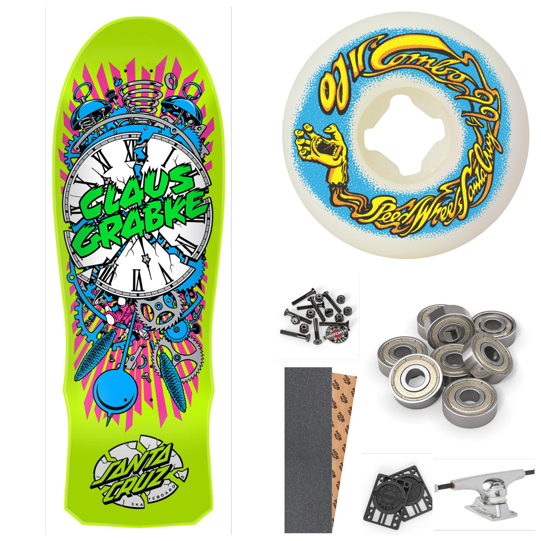 SANTA CRUZ CLAUS GRABKE EXPLODING CLOCK YELLOW 10.04" COMPLETE SKATEBOARD
