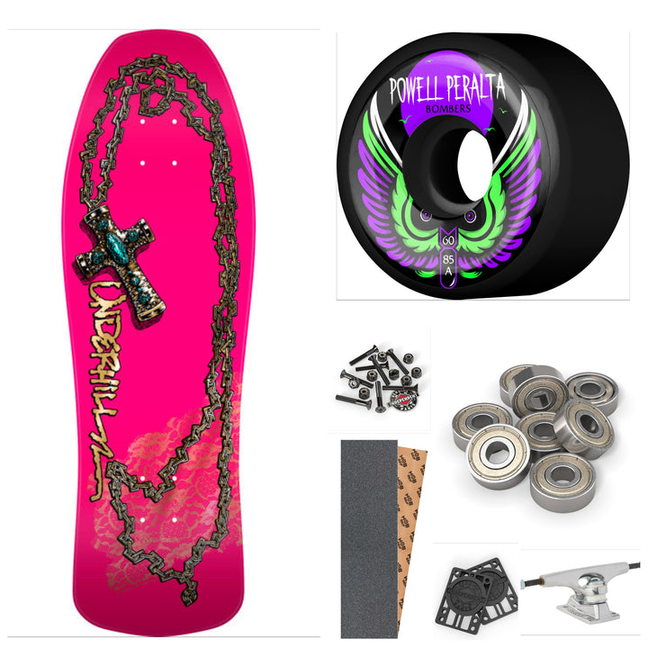 Powell Peralta Ray Underhill Chain / Cross Pink Gold Foil 10" Complete Skateboard