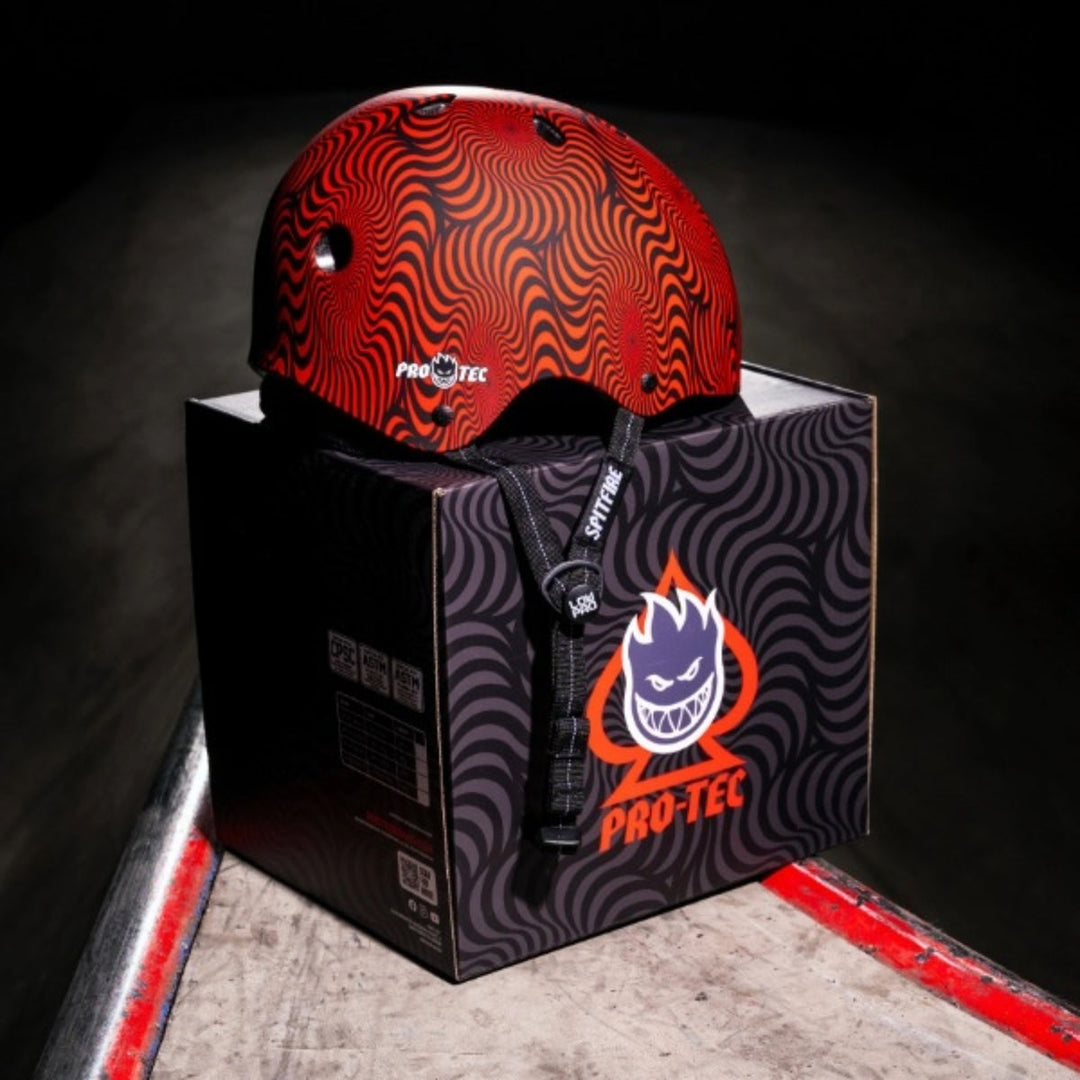 Pro-Tec x Spitfire LOW PRO (Red Swirl) Certified Helmet