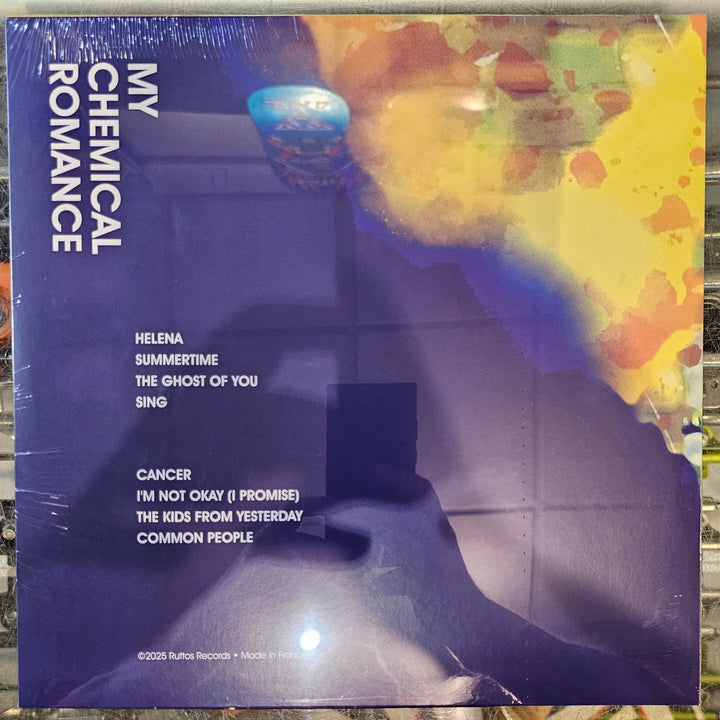 Back vinyl record cover of My Chemical Romance with a guitar in the background