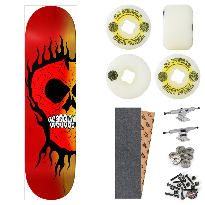 Baker Brooker Rasta Skull 8.5” (B2 Shape) Complete Skateboard