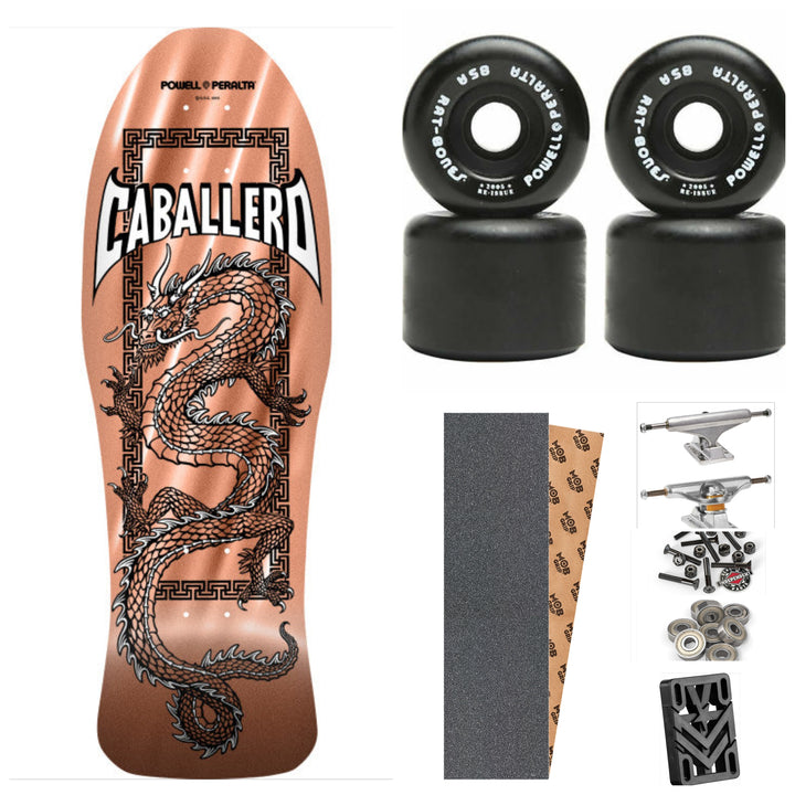 Powell Peralta Caballero Chinese Dragon Copper Foil 10" Complete Skateboard
