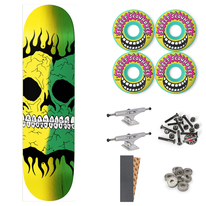 Baker Reynolds Rasta Skull 8.38” Complete Skateboard