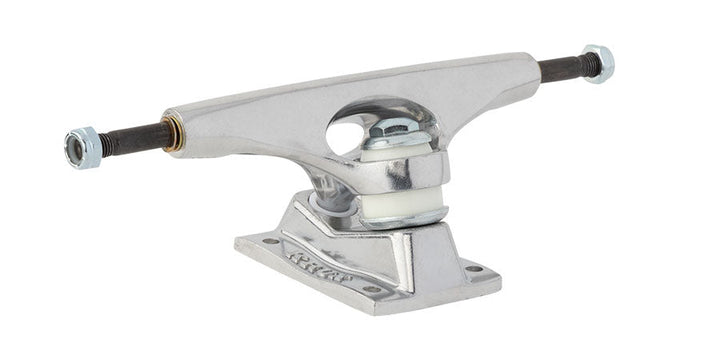 krux Skateboard truck with chrome finish on a white background